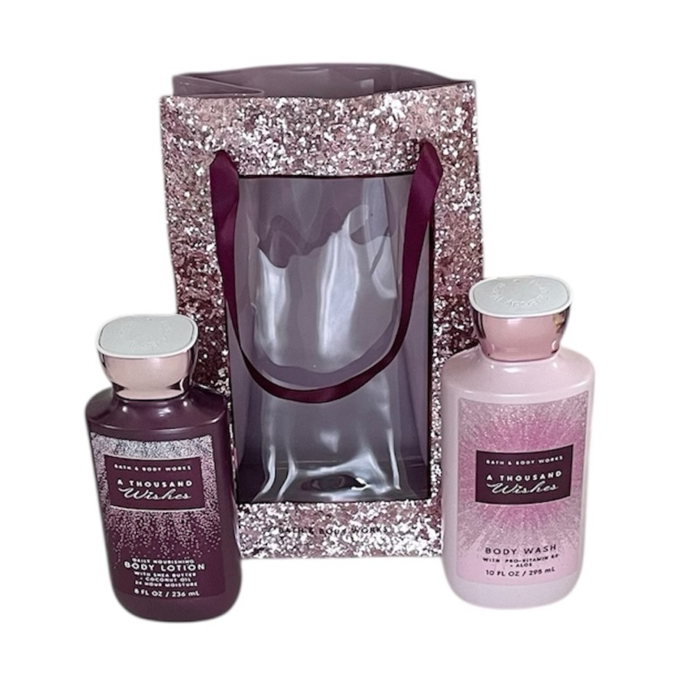 Bath & Body Works A Thousand Wishes Body Wash & Lotion Full Size Set with Tote